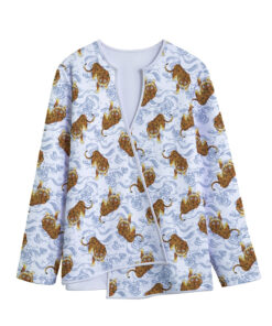 Japanese Tiger Pattern Print Long Sleeve Short Coat