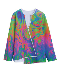 Psychedelic Bubble Print Long Sleeve Short Coat