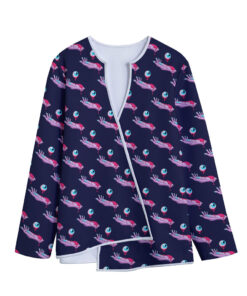 Zombie Eyeball Pattern Print Long Sleeve Short Coat