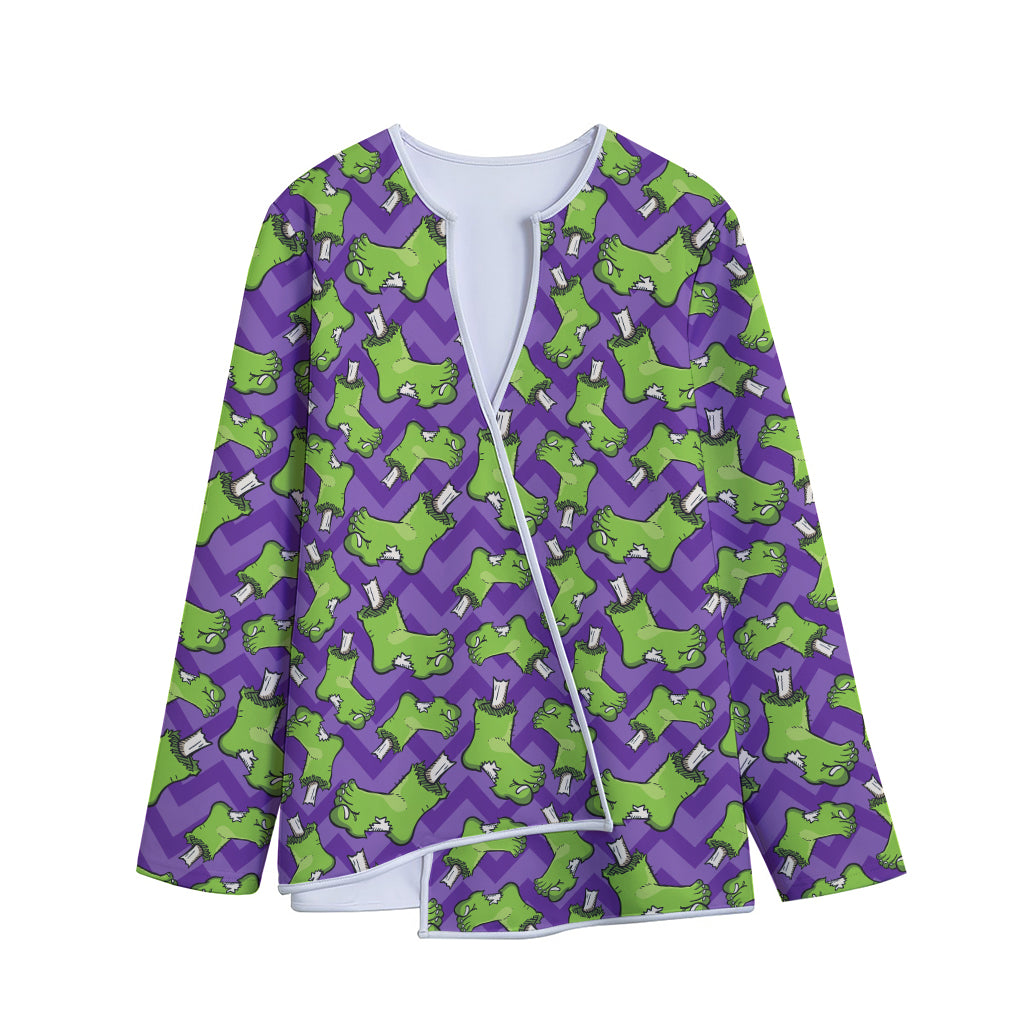 Zombie Foot Pattern Print Long Sleeve Short Coat Zombie Foot Pattern Print Long Sleeve Short Coat