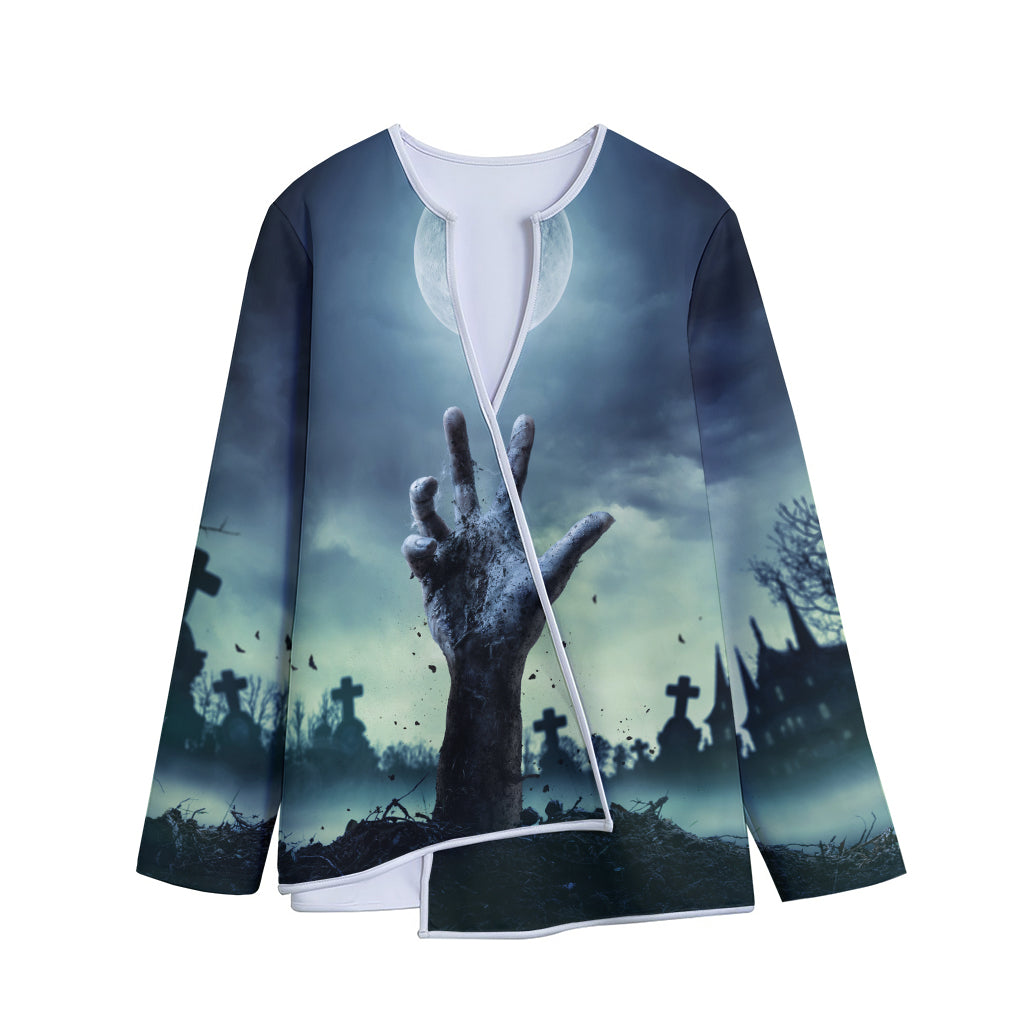 Zombie Hand Rising From Grave Print Long Sleeve Short Coat Zombie Hand Rising From Grave Print Long Sleeve Short Coat