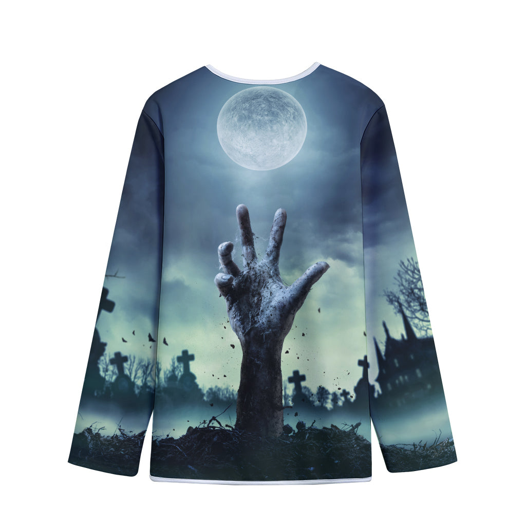 Zombie Hand Rising From Grave Print Long Sleeve Short Coat Zombie Hand Rising From Grave Print Long Sleeve Short Coat